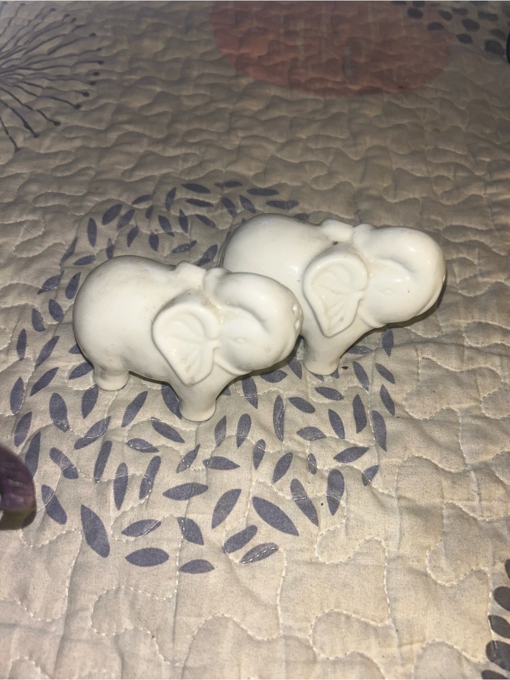 Ceramic Elephant Salt & Pepper Shakers - White